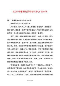 2025年暖和的關切初三作文600字