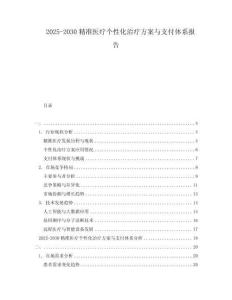 2025-2030精準醫療個性化治療方案與支付體系報告