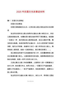2025年抗雪災先進事跡材料