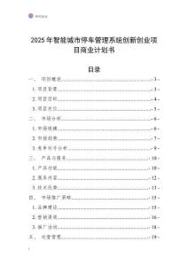 2025年智能城市停車管理系統(tǒng)創(chuàng)新創(chuàng)業(yè)項(xiàng)目商業(yè)計(jì)劃書