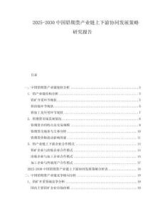 2025-2030中國鉛期貨產業鏈上下游協同發展策略研究報告