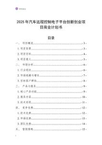 2025年汽車遠程控制電子平臺創新創業項目商業計劃書