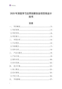 2025年深度學習應用創新創業項目商業計劃書