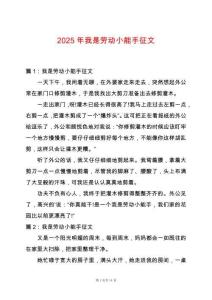 2025年我是勞動(dòng)小能手征文
