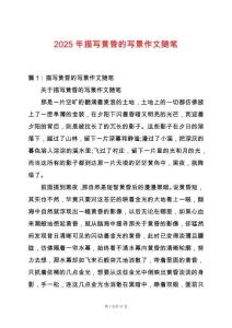 2025年描寫黃昏的寫景作文隨筆