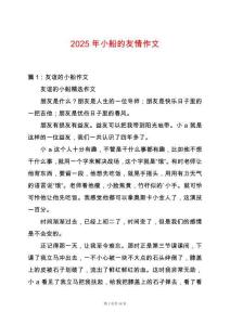 2025年小船的友情作文