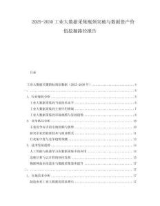 2025-2030工業(yè)大數(shù)據(jù)采集瓶頸突破與數(shù)據(jù)資產(chǎn)價值挖掘路徑報告