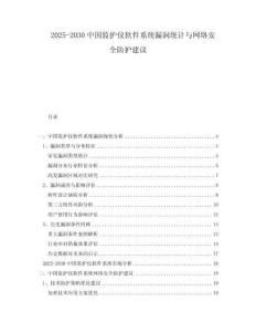 2025-2030中國(guó)監(jiān)護(hù)儀軟件系統(tǒng)漏洞統(tǒng)計(jì)與網(wǎng)絡(luò)安全防護(hù)建議