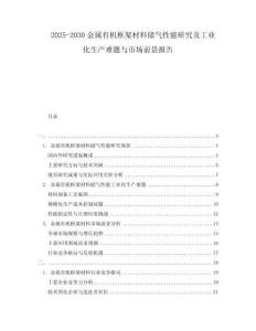 2025-2030金屬有機框架材料儲氣性能研究及工業化生產難題與市場前景報告