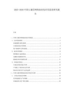 2025-2030中國G通信網絡商業化應用前景研究報告