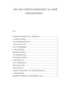 2025-2030中國商用車遠程監控終端T-Box市場增長驅動因素分析報告