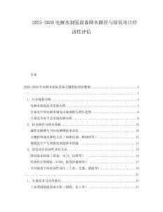 2025-2030電解水制氫設備降本路徑與綠氫項目經濟性評估