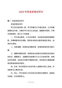2025年資金拆借合同書
