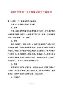 2025年注冊(cè)一個(gè)小規(guī)模公司有什么流程