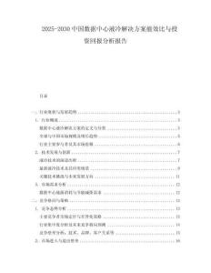 2025-2030中國數據中心液冷解決方案能效比與投資回報分析報告