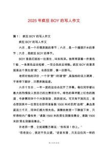 2025年瘋狂BOY的寫人作文