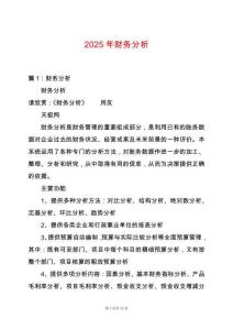 2025年財務(wù)分析