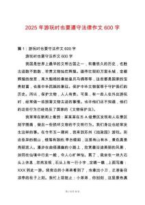 2025年游玩時也要遵守法律作文600字