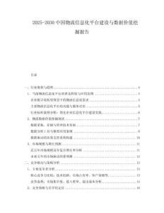 2025-2030中國物流信息化平臺建設與數據價值挖掘報告