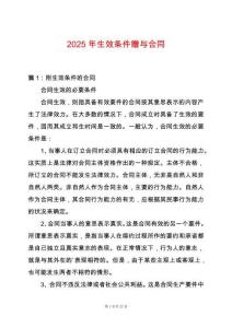 2025年生效條件贈(zèng)與合同