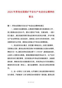2025年貫徹全國煤礦平安生產(chǎn)電話會議精神的看法