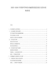 2025-2030中國護欄網企業融資渠道比較與資本結構優化
