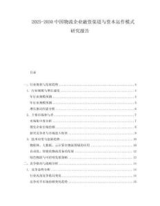 2025-2030中國物流企業融資渠道與資本運作模式研究報告