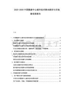 2025-2030中國數據中心液冷技術降本路徑與市場接受度報告