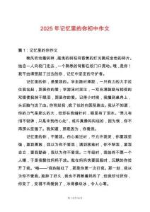 2025年記憶里的你初中作文