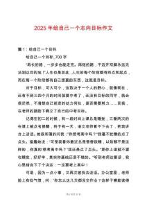 2025年給自己一個志向目標作文
