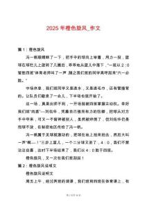2025年橙色旋風_作文