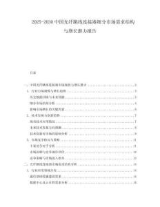 2025-2030中國光纖跳線連接器細分市場需求結(jié)構(gòu)與增長潛力報告