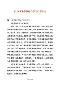 2025年追尋我的幻想700字作文