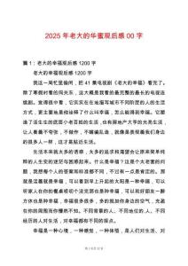 2025年老大的華蜜觀后感00字