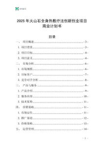 2025年火山石全身熱敷療法創新創業項目商業計劃書
