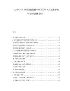 2025-2030中國氫能特種車輛軍用轉(zhuǎn)民用技術(shù)解密與商業(yè)化路徑報告