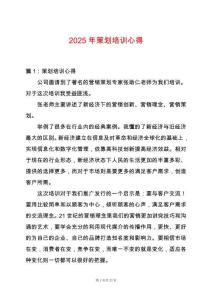 2025年策劃培訓心得