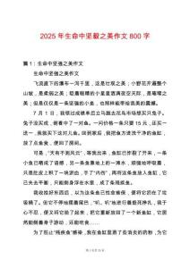 2025年生命中堅毅之美作文800字