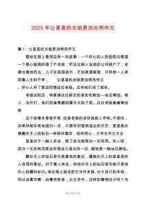 2025年讓星星的光焰更加光明作文