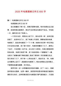 2025年電梯遇難記作文650字