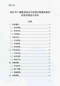 2025年廣播級調音臺與音頻分配器創新創業項目商業計劃書