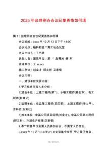 2025年監(jiān)理例會(huì)會(huì)議紀(jì)要表格如何填