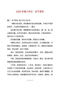 2025年高三作文：永不言棄