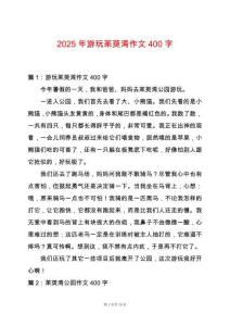 2025年游玩茱萸灣作文400字
