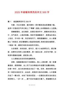 2025年被暖和照亮的作文500字