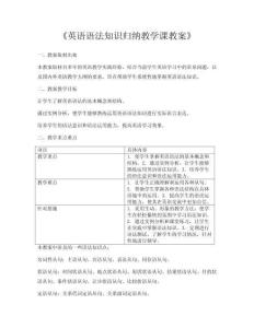 《英語語法知識歸納教學課教案》