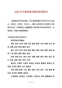 2025年千家詩讀書筆記好詞好句