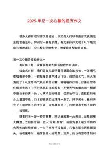 2025年記一次心酸的經(jīng)歷作文
