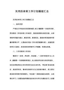 實(shí)用的體育工作計(jì)劃模板匯總