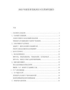 2025年廚房多用機項目可行性研究報告